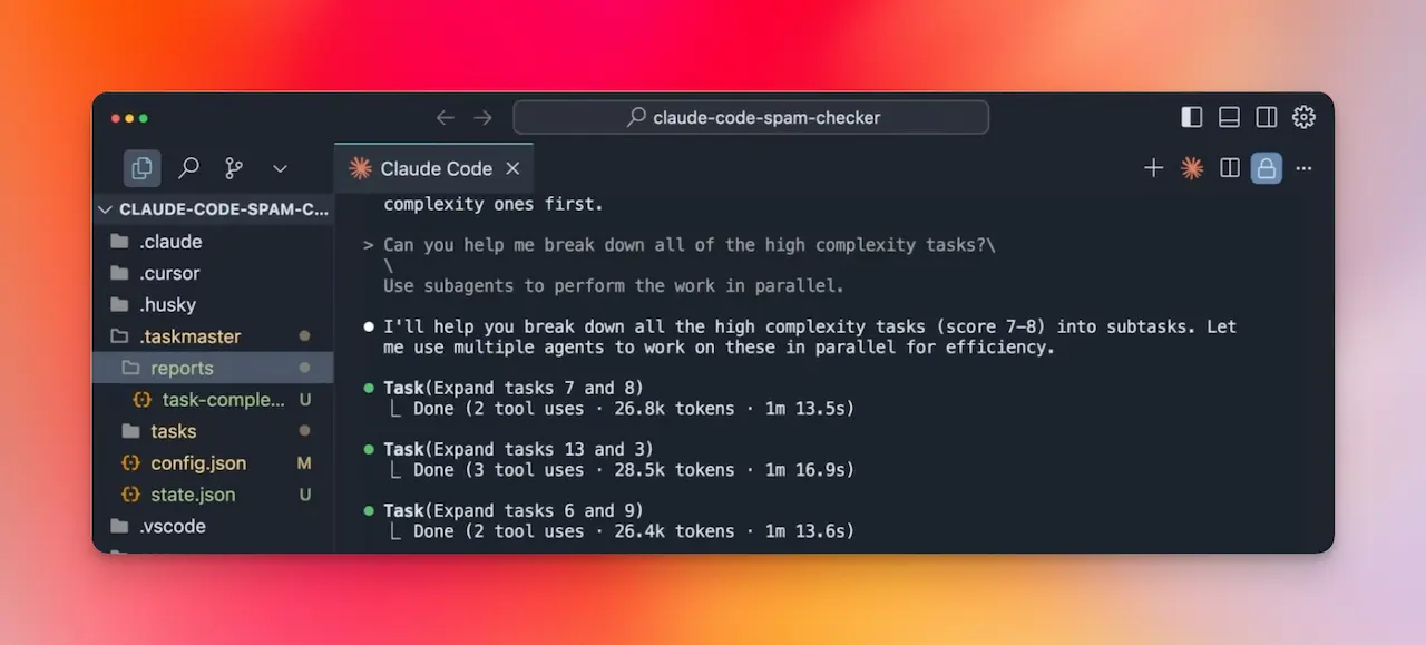 Expanding tasks in Claude Code with Taskmaster AI