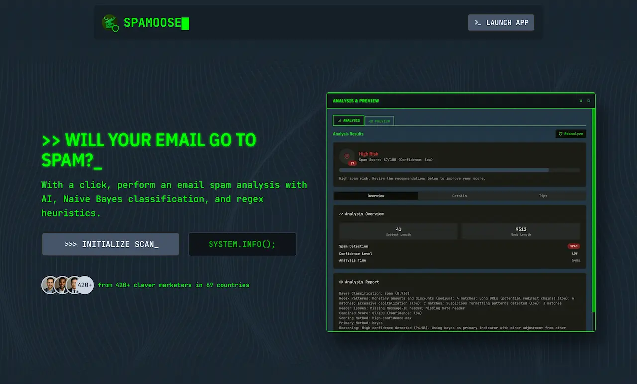 Spamoose.com Landing Page