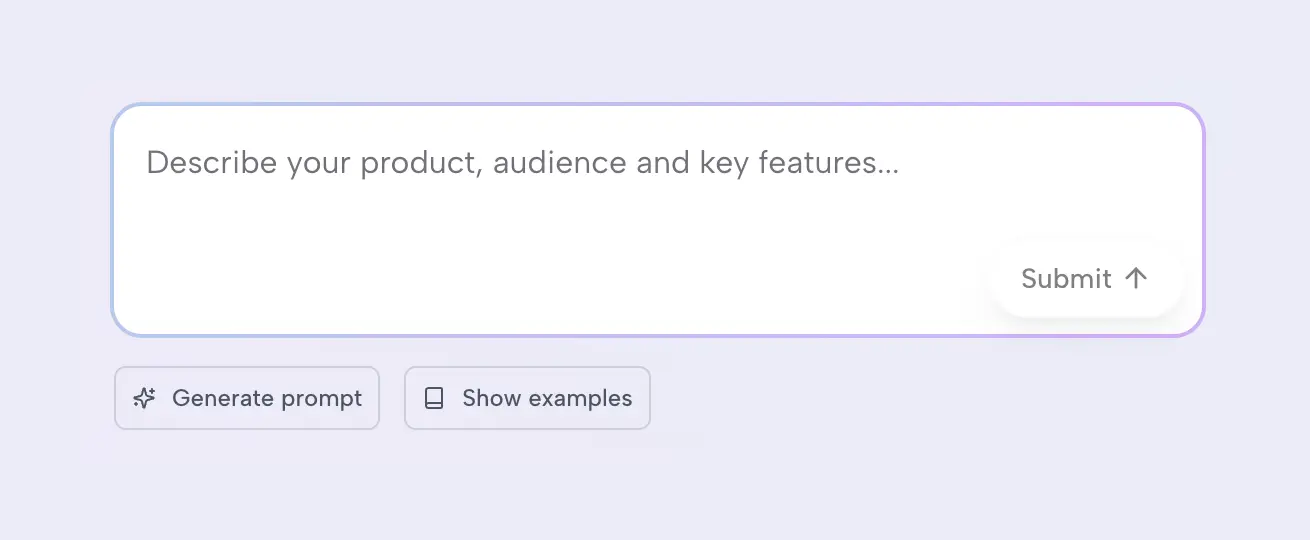 Prompting PageAI to build a website