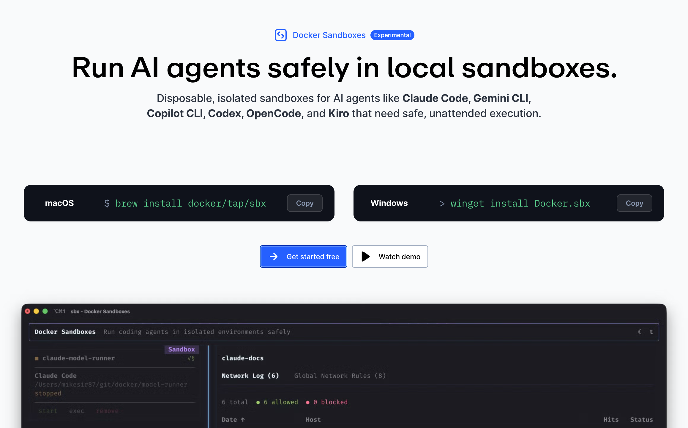 Docker Sandboxes product page