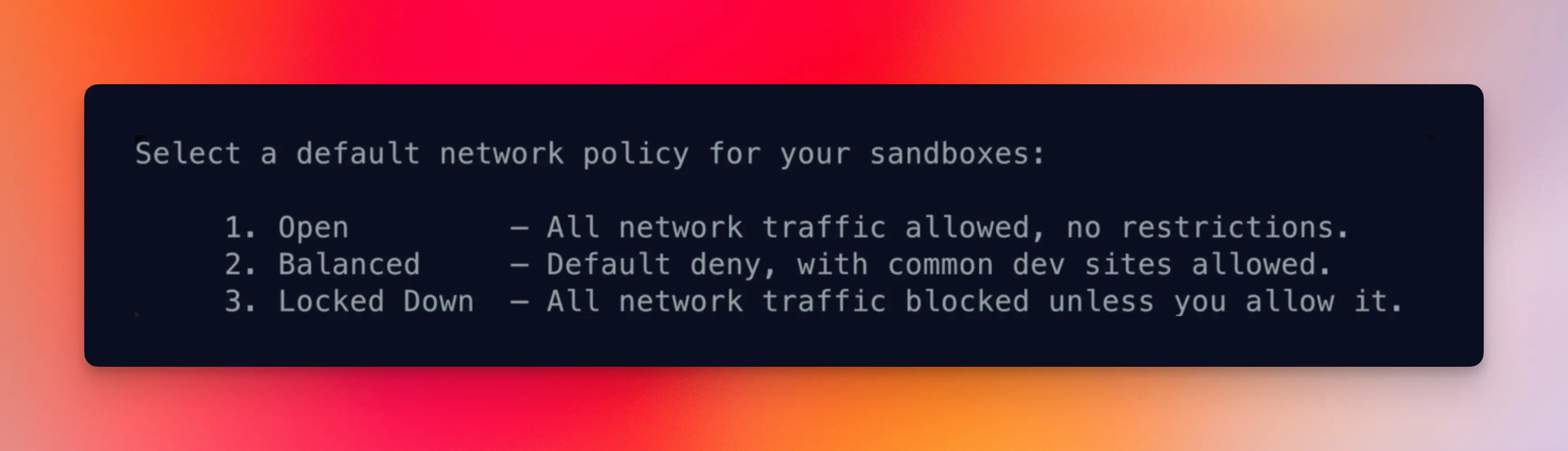 Network policy selection